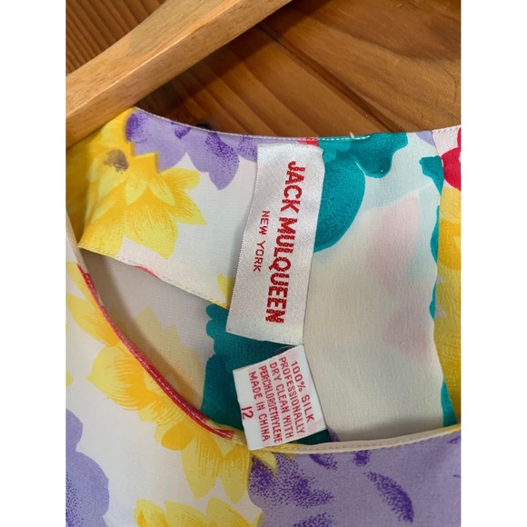 Vintage 80s Jack Mulqueen Silk Dress - Picture 5 of 6